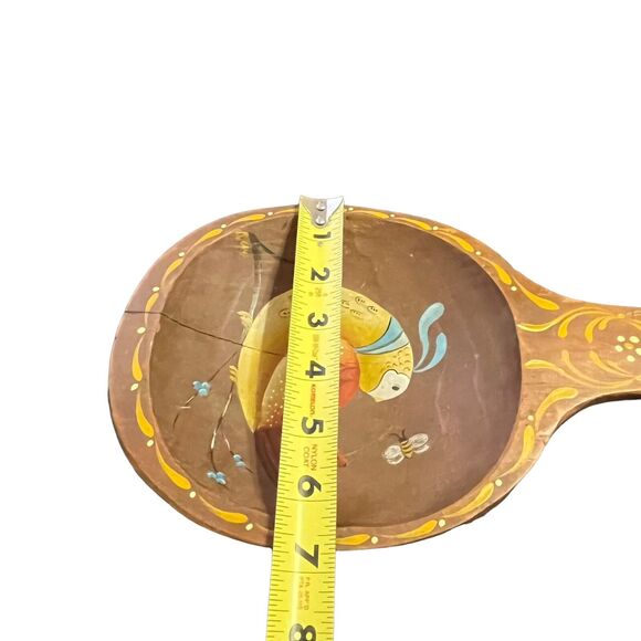 Quail Bee Decorative Spoon Tole Painted Hand Carved Vintage Wooden Giant Glued - Picture 2 of 13